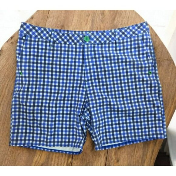 Sperry Mens Bluish Purple Gingham Check Shorts 38 - Picture 1 of 8